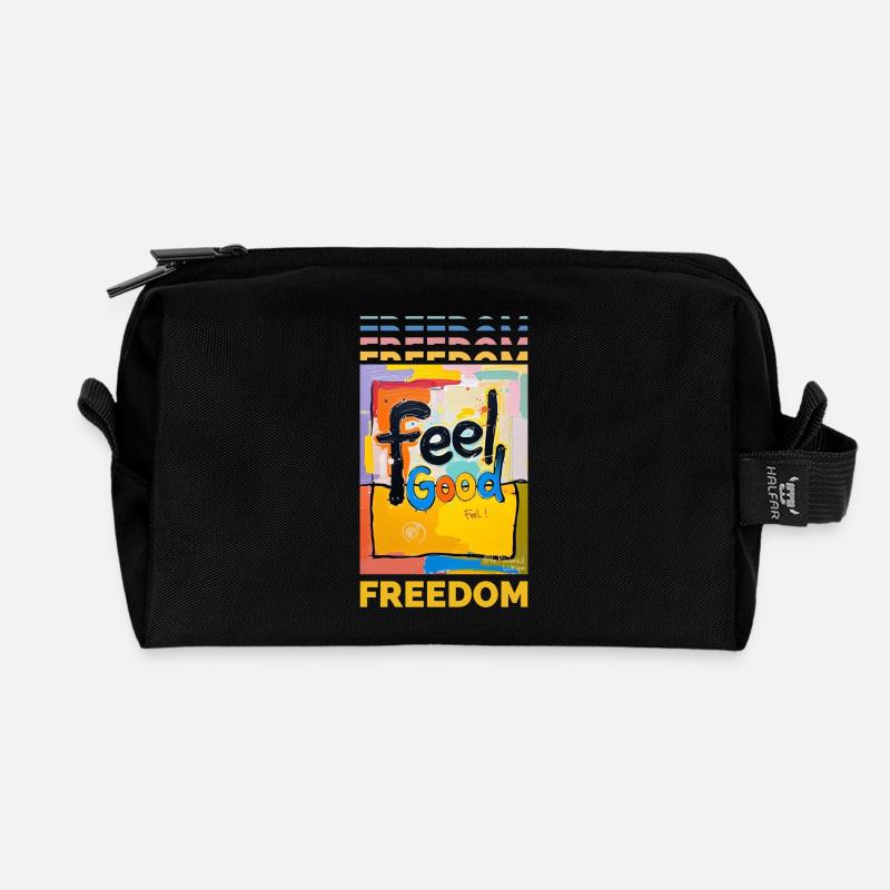 Freedom feel good freedom - Recycelte Kulturtasche - Schwarz