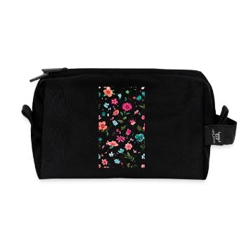 Lebendiges Blumenmuster Kunst - Recycelte Kulturtasche - Schwarz - Vorne