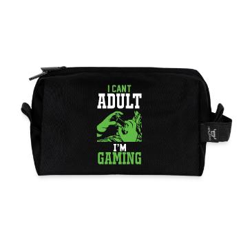 I Cant Adult I'm Gaming - Recycled Toiletry Zip Bag - black - Front