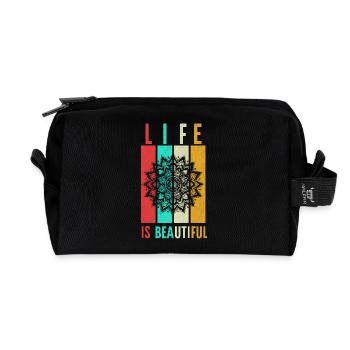 Life Is Beautiful Mandala - Recycled Toiletry Zip Bag - black - Front
