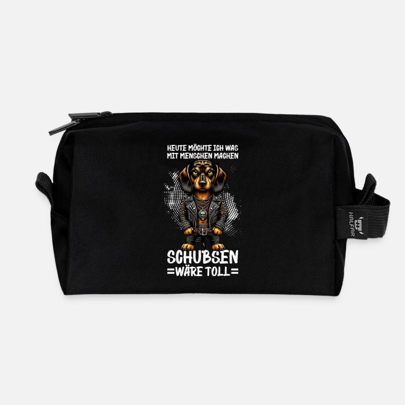 Heute Möchte Ich Was Mit Menschen Machen Schubsen - Recycelte Kulturtasche - Schwarz