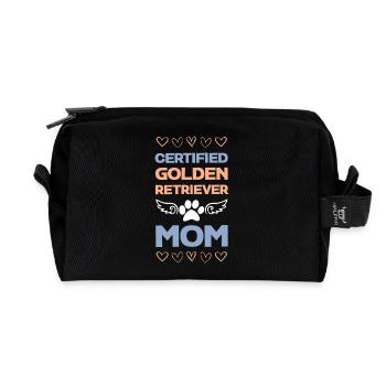 Certified Golden Retriever Mom - Recycled Toiletry Zip Bag - black - Front