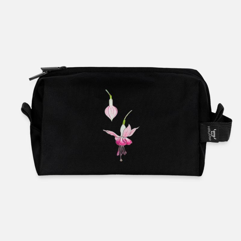 Fuchsia flower - Recycled Toiletry Zip Bag - black
