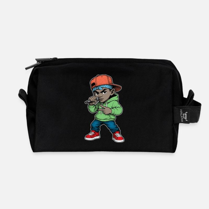 Junger Rapper-Junge mit Mikrofon - Recycelte Kulturtasche - Schwarz