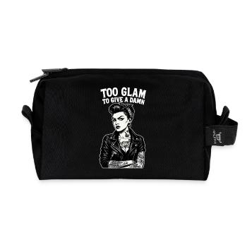 Pin-Up Rockabella : Fille tatouée hors-la-loi & veste en cuir - Trousse de toilette en tissu recyclé - noir - Devant