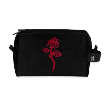 The red rose - Recycled Toiletry Zip Bag - black - Front