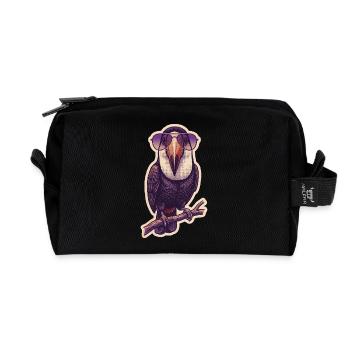 Crazy Toucan with Sunglasses - Recycled Toiletry Zip Bag - black - Front