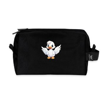 Ente Weiß Engel Flügel Süß Comic - Recycelte Kulturtasche - Schwarz - Vorne