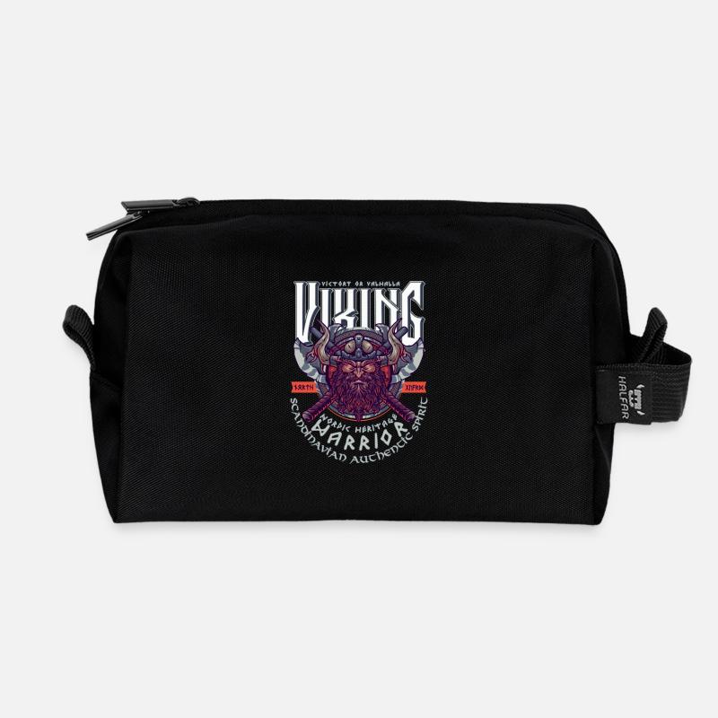 VIKING, VICTORY OR VALHALLA! - Recycled Toiletry Zip Bag - black
