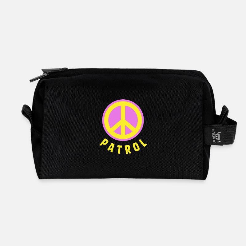Peace Patrol - Recycled Toiletry Zip Bag - black