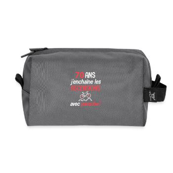 Vélo 70 ans ascension avec panache anniversaire - Trousse de toilette en tissu recyclé - anthracite - Devant
