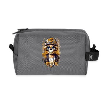 Golden Sugar Skull - Recycled Toiletry Zip Bag - anthracite - Front