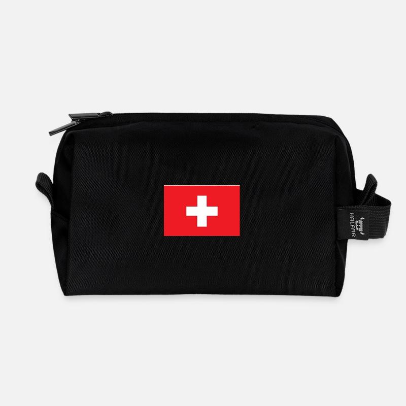 Minimalistische Schweizer Flagge - Recycelte Kulturtasche - Schwarz
