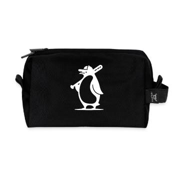 Penguin Baseball Player Silhouette - Recycled Toiletry Zip Bag - black - Front
