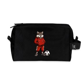 Wolf Footballer red - Recycled Toiletry Zip Bag - black - Front