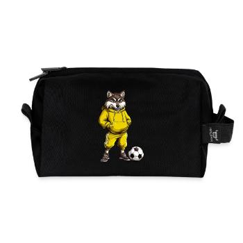Wolf Football - Recycled Toiletry Zip Bag - black - Front