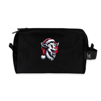 Drôle de chèvre de Noël avec chapeau de Père Noël - Trousse de toilette en tissu recyclé - noir - Devant