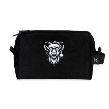 Drôle de chèvre de Noël avec chapeau de Père Noël - Trousse de toilette en tissu recyclé - noir - Devant