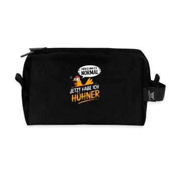 Früher war ich normal jetzt habe ich Hühner - Recycelte Kulturtasche - Schwarz - Vorne