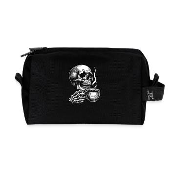 Skull mit Kaffeebecher Kaffee - Recycelte Kulturtasche - Schwarz - Vorne