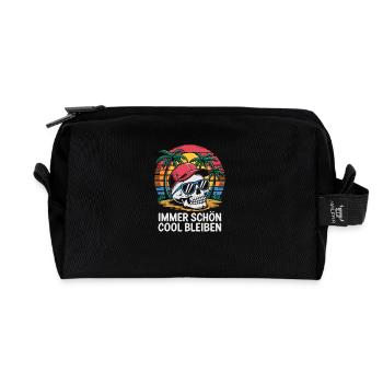 Crâne avec casquette de baseball lunettes de soleil sur la plage - Trousse de toilette en tissu recyclé - noir - Devant