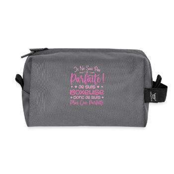 A more than perfect boxer, a dream job - Recycled Toiletry Zip Bag - anthracite - Front