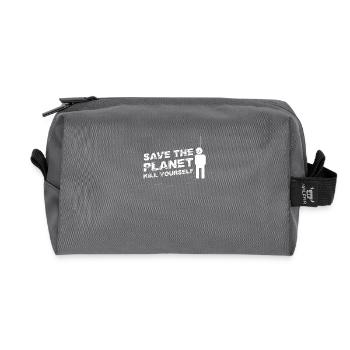Save The Planet Kill Yourself TShirt Hangman - Recycled Toiletry Zip Bag - anthracite - Front