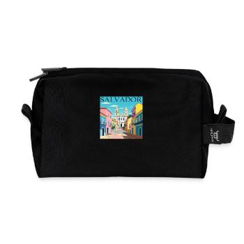 Salvador, Brazil, Colonial Architecture, AfroCulture - Recycled Toiletry Zip Bag - black - Front