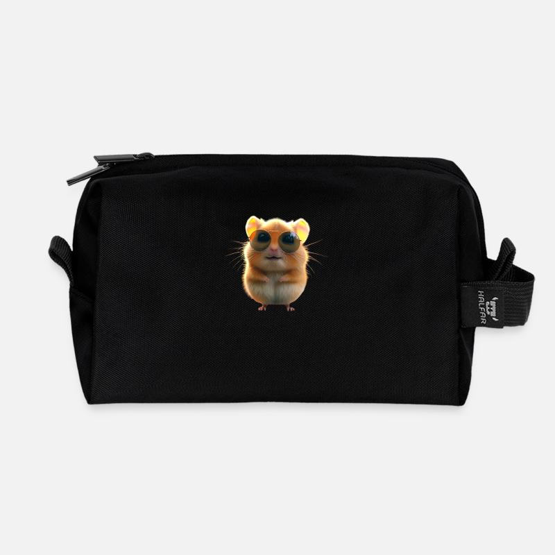 Hamster mit Sonnenbrille Goldhamster Süße Hamster - Recycelte Kulturtasche - Schwarz