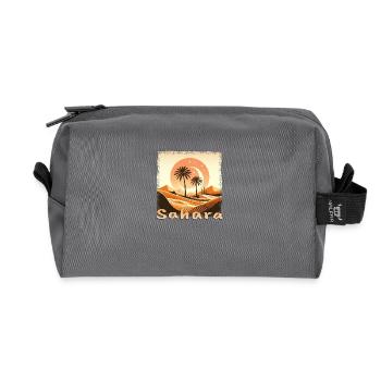 Désert du Sahara marocain et coucher de soleil sur les palmiers - Trousse de toilette en tissu recyclé - anthracite - Devant