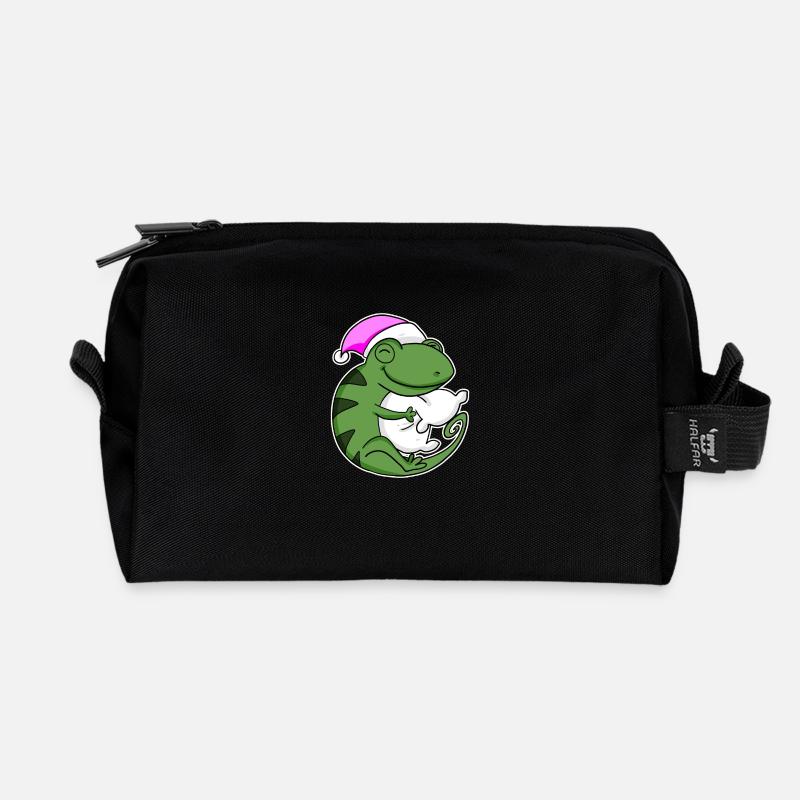 Chamäleon Müde Ausschlafen - Recycelte Kulturtasche - Schwarz