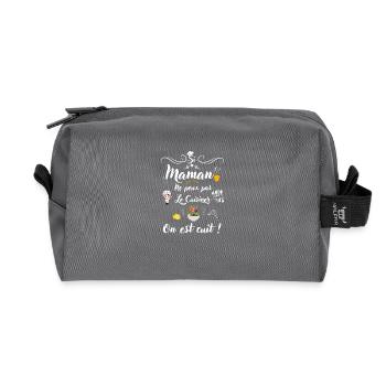Si maman ne peut pas le cuisiner on est cuit ! - Trousse de toilette en tissu recyclé - anthracite - Devant
