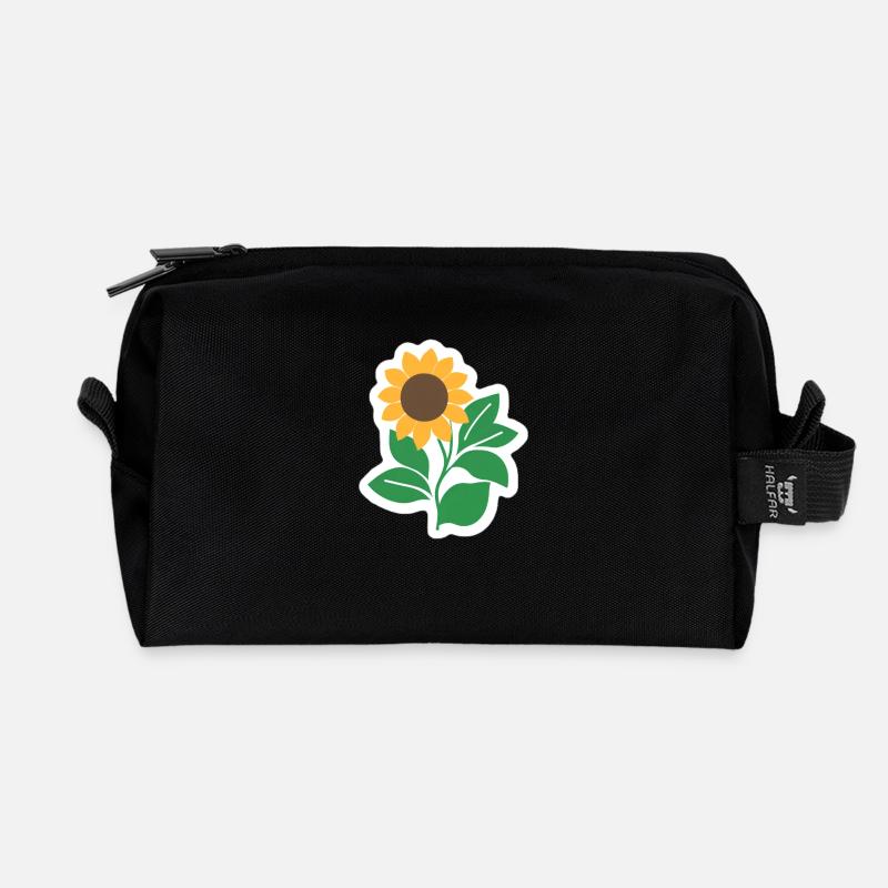 Sonnenblume - Recycelte Kulturtasche - Schwarz