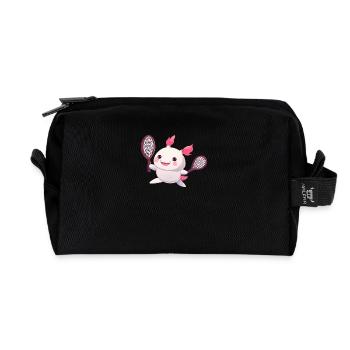 Mignon kawaii axolotl jouant au tennis - Trousse de toilette en tissu recyclé - noir - Devant