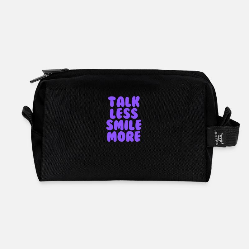 Talk less smile more purple - Recycled Toiletry Zip Bag - black