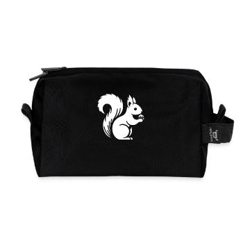 Silhouette d’écureuil minimaliste avec écrou - Trousse de toilette en tissu recyclé - noir - Devant