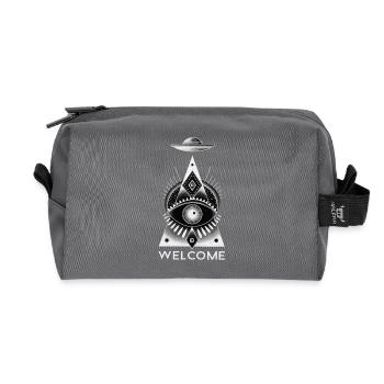 welcome - Recycled Toiletry Zip Bag - anthracite - Front