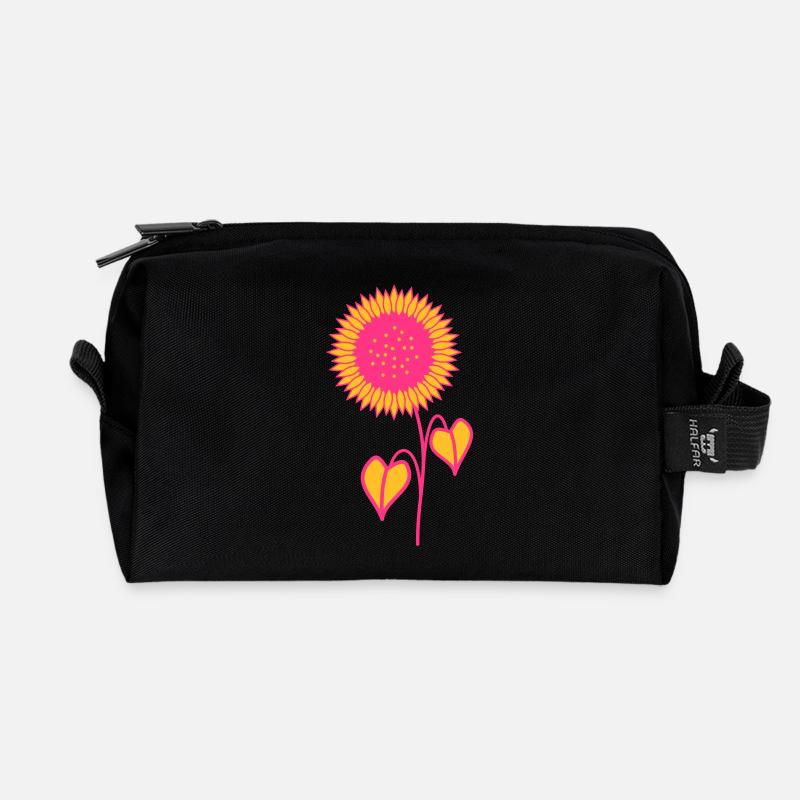 Sunflower pink - Recycled Toiletry Zip Bag - black