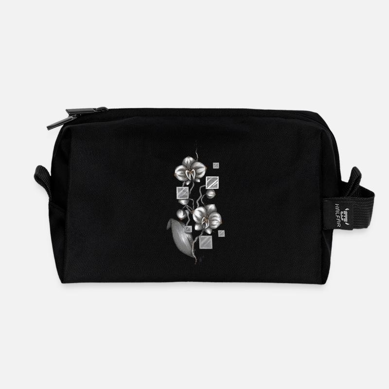 Orchidee - Recycelte Kulturtasche - Schwarz
