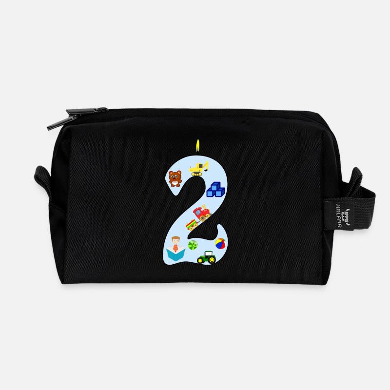 Zweiter Geburtstag Bagger Trecker Geschenk 2 Jahre - Recycelte Kulturtasche - Schwarz