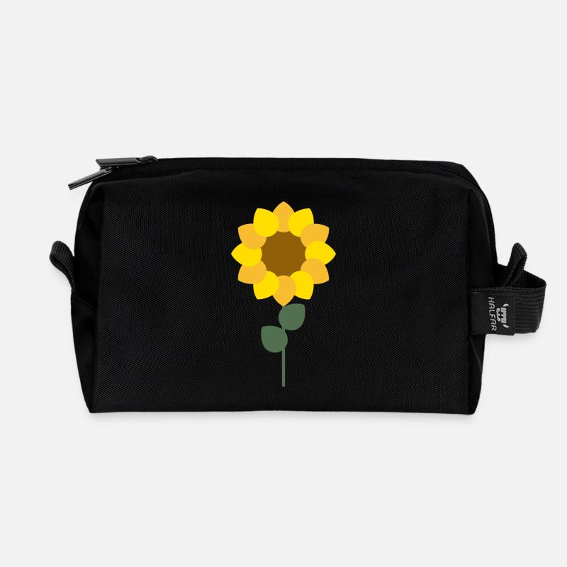 sunflower - Recycled Toiletry Zip Bag - black