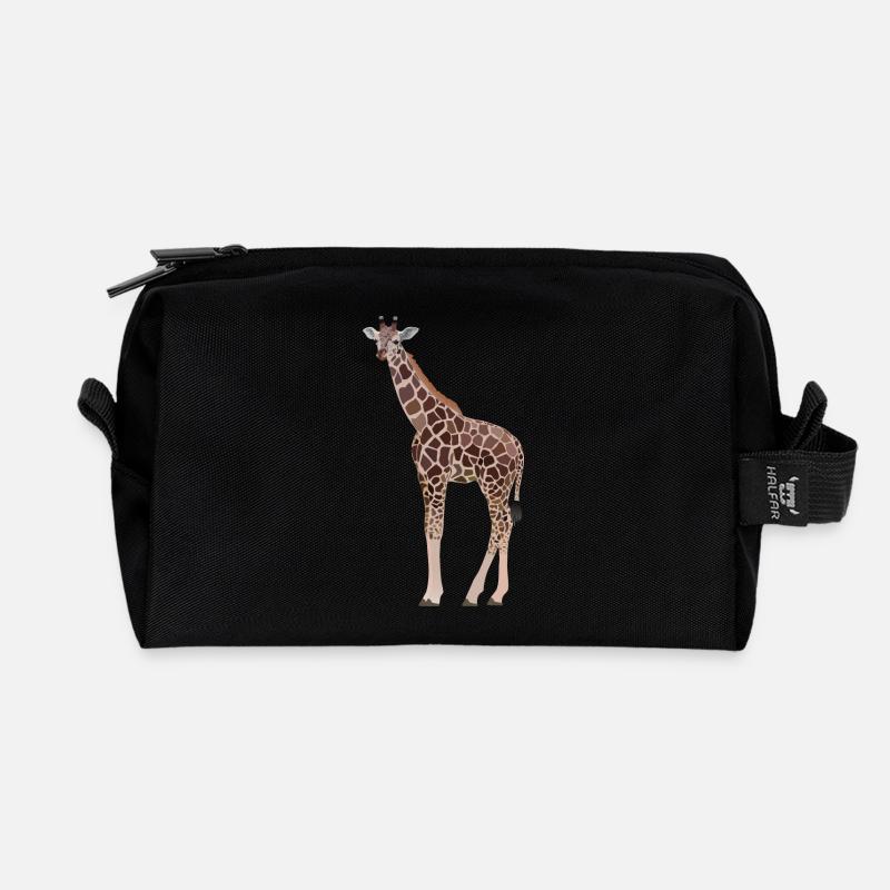 Gina, Giraffe - Recycelte Kulturtasche - Schwarz