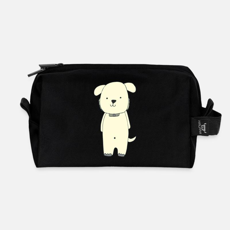 dog yellow - Recycled Toiletry Zip Bag - black