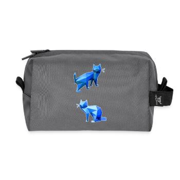 Blaues Polygon-Katzen-Duo - Recycelte Kulturtasche - Anthrazit - Vorne