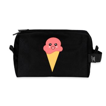 Eis Eiscreme Erdbeereis - Recycelte Kulturtasche - Schwarz - Vorne