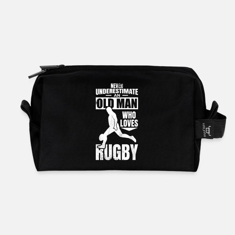 Großvater Rugbyspieler - Recycelte Kulturtasche - Schwarz