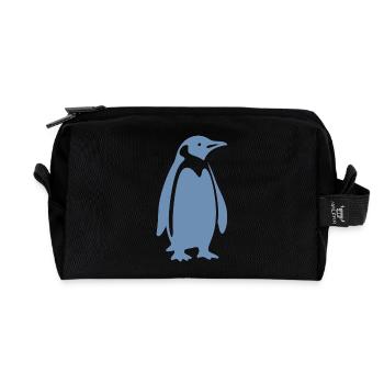 Cool Penguin Silhouette Minimalist Design - Recycled Toiletry Zip Bag - black - Front