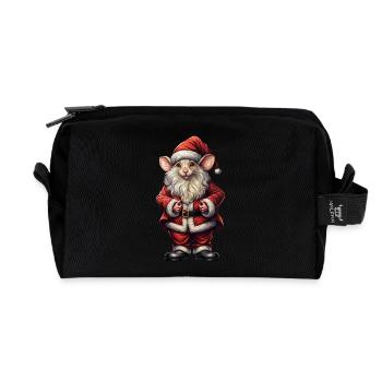 Santa Mouse 🎄🧀 - Recycled Toiletry Zip Bag - black - Front