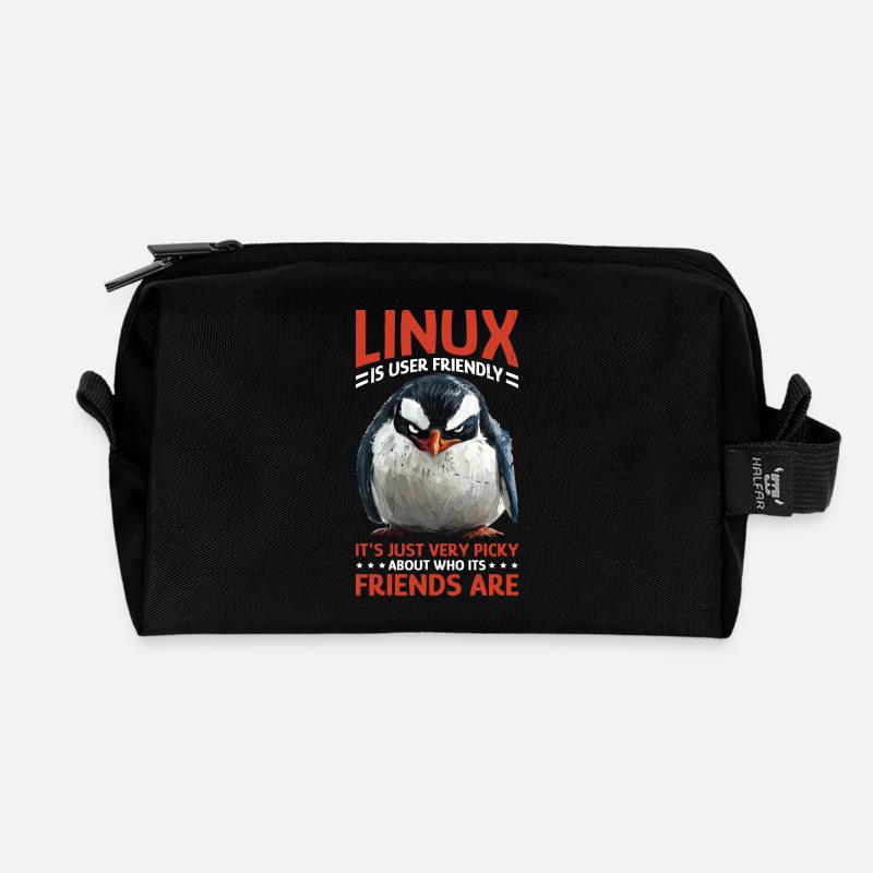 Linux Is User-Friendly Just Picky About Friends - Recycelte Kulturtasche - Schwarz