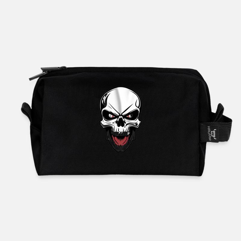 Rock Music Skull - Recycled Toiletry Zip Bag - black